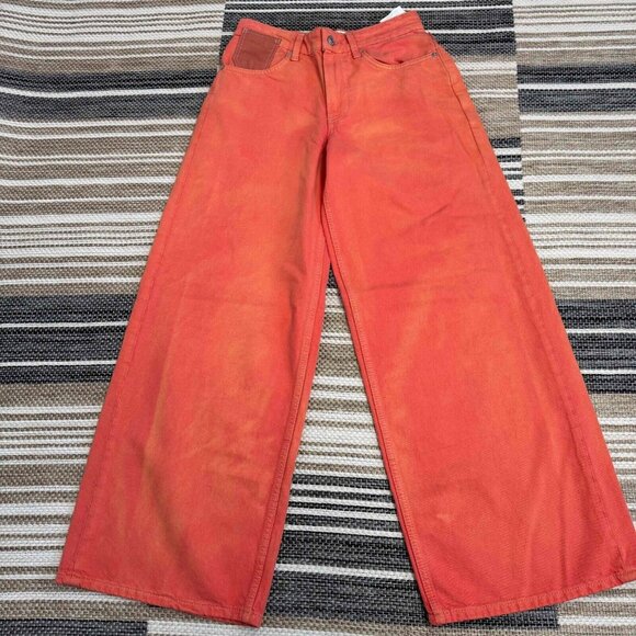 Free People We The Free Waterfalls Baggy Wide Leg Jean Zip Fly Oklahoma Sun 24S - Picture 4 of 16